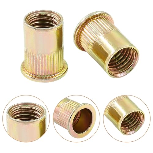 Miniatura 3 de Tuercas de remache M12, 30 piezas de acero inoxidable con acabado chapado en zinc, tuerca de remache de cabeza plana roscada para decoración de