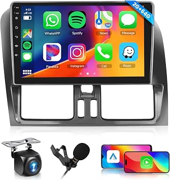 [2 G + 64 G] ستيريو سيارة الروبوت لفولفو XC60 2008-2013 رئيس وحدة، اللاسلكية Carplay الروبوت السيارات مرآة لينك،9 بوصة تعمل باللمس راديو السيارة GPS، بلوتوث، واي فاي، راديو FM RDS، BT/SWC/EQ