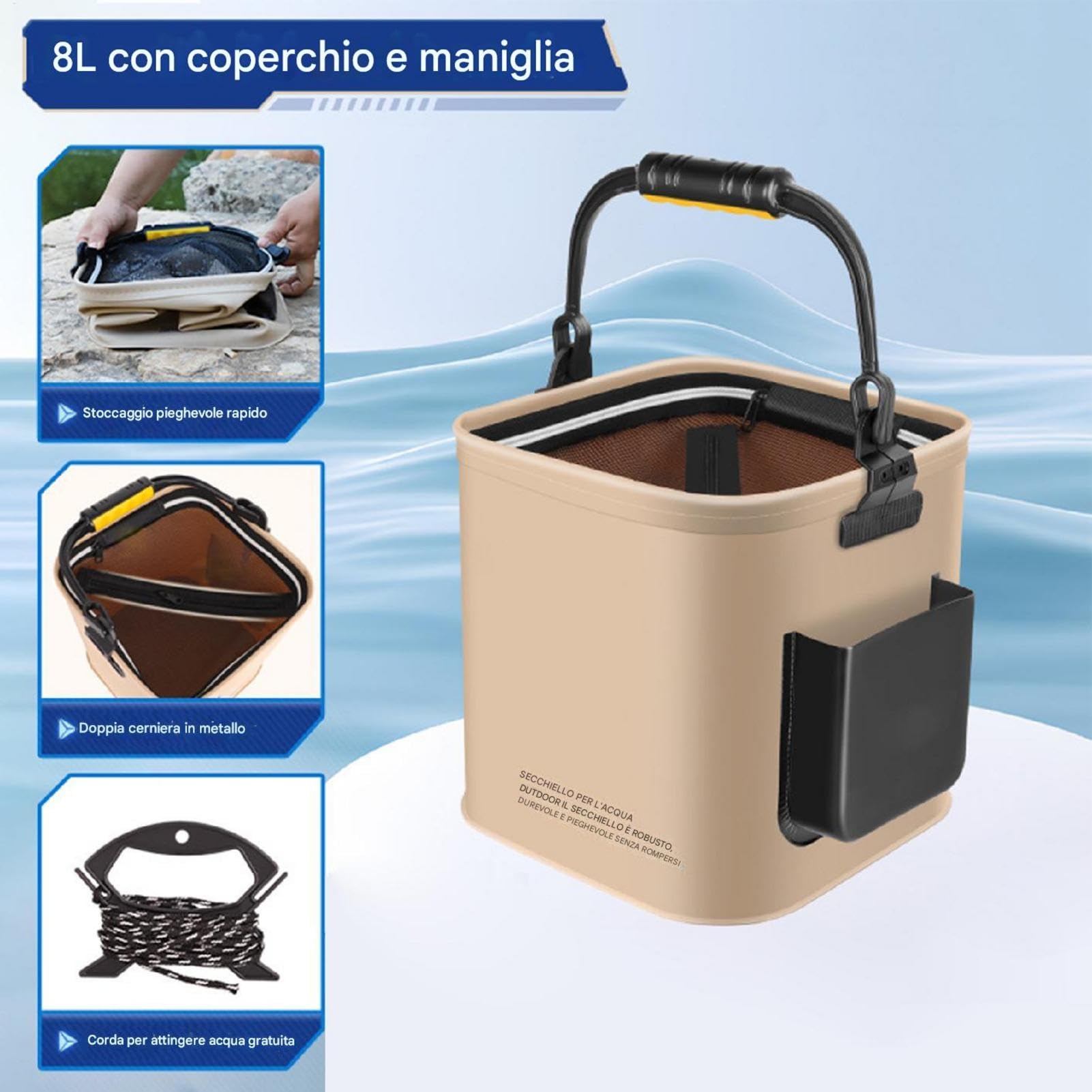 Secchio Da Pesca Per Pesci Vivi, Secchio Per Pesci Vivi | Secchio Da Pesca Pieghevole Per Trasporto Di Pesci Vivi.