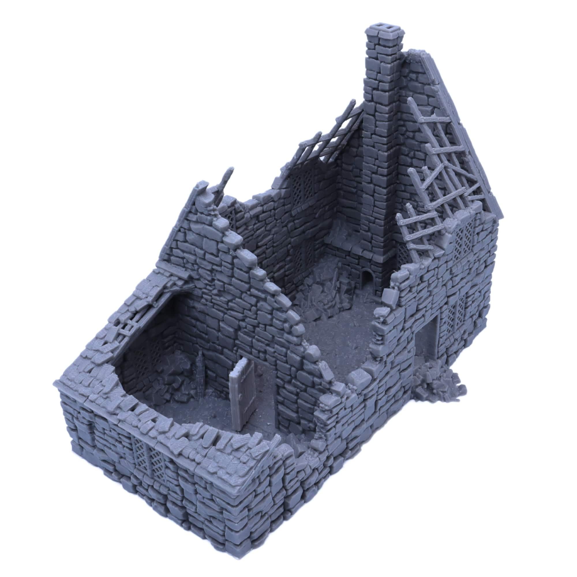 Ruined Crow Cottage House Building Set, Fantasy Historical Miniatures, Paintable 28mm - Image 3