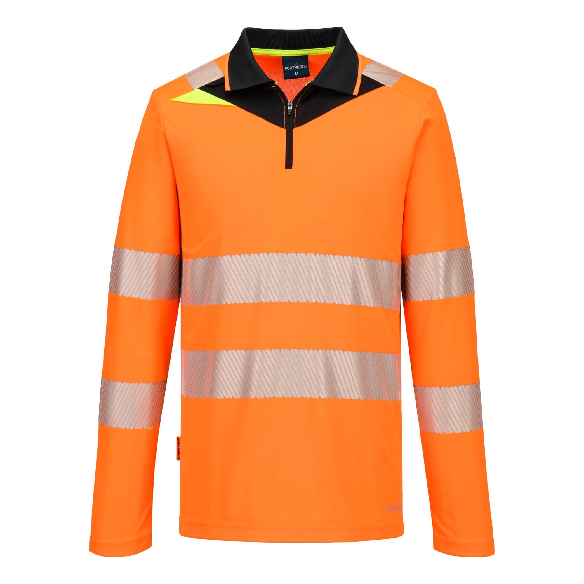 Portwest Polo de manga larga DX4 con cremallera de alta visibilidad DX419