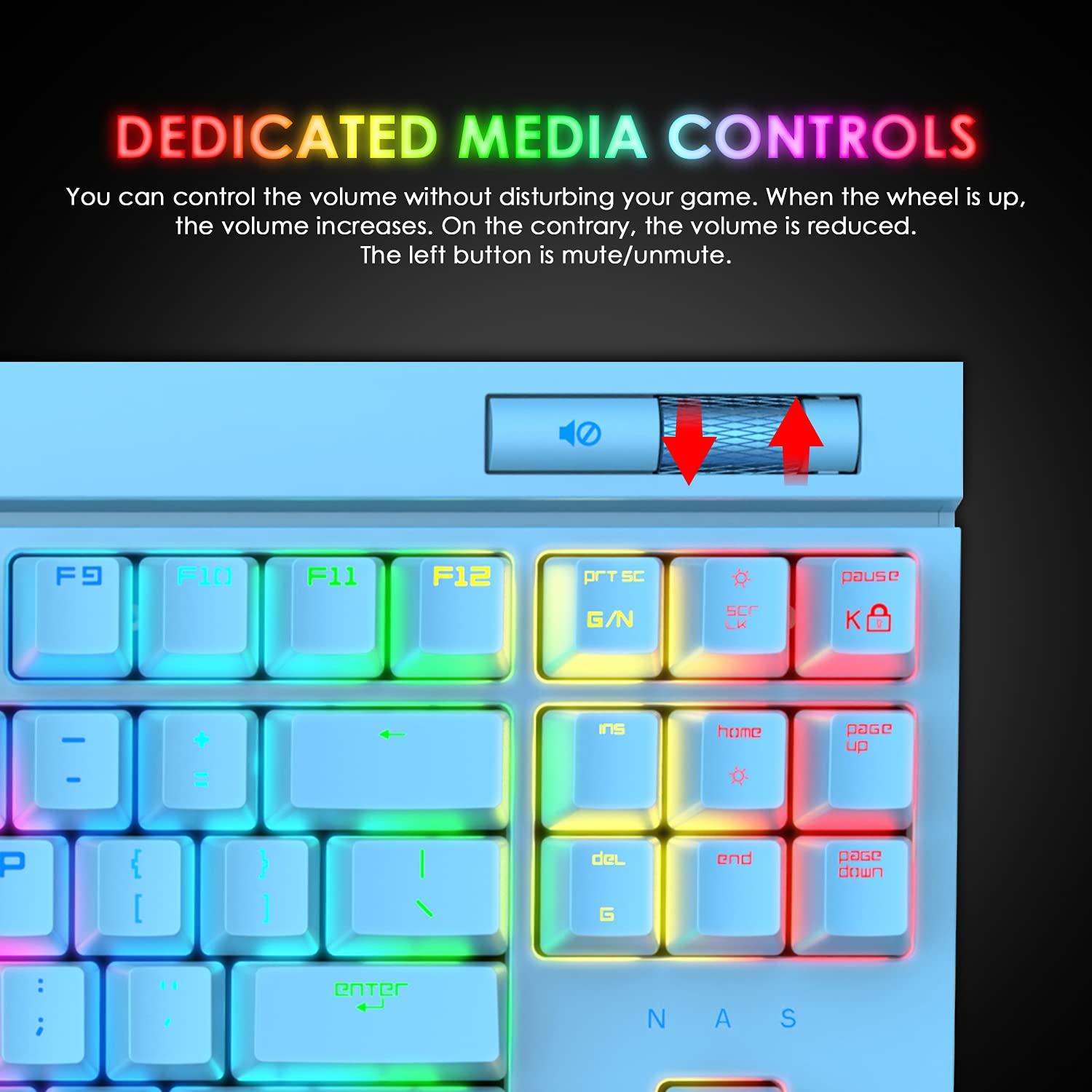 MK17 TKL -Tastiera meccanica da gioco, 87 tasti 18 Chroma RGB illuminata LED retroilluminato con interruttore blu Tastiera meccanica, tasti multimediali dedicati, tasti completi Anti-ghosting-Blu