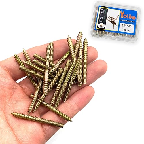 Miniatura 65 de Paquete de 12 pernos de suspensión M10 x 60, pernos de doble cabeza de 2.36 pulgadas, pernos de madera de 0.39 pulgadas para muebles