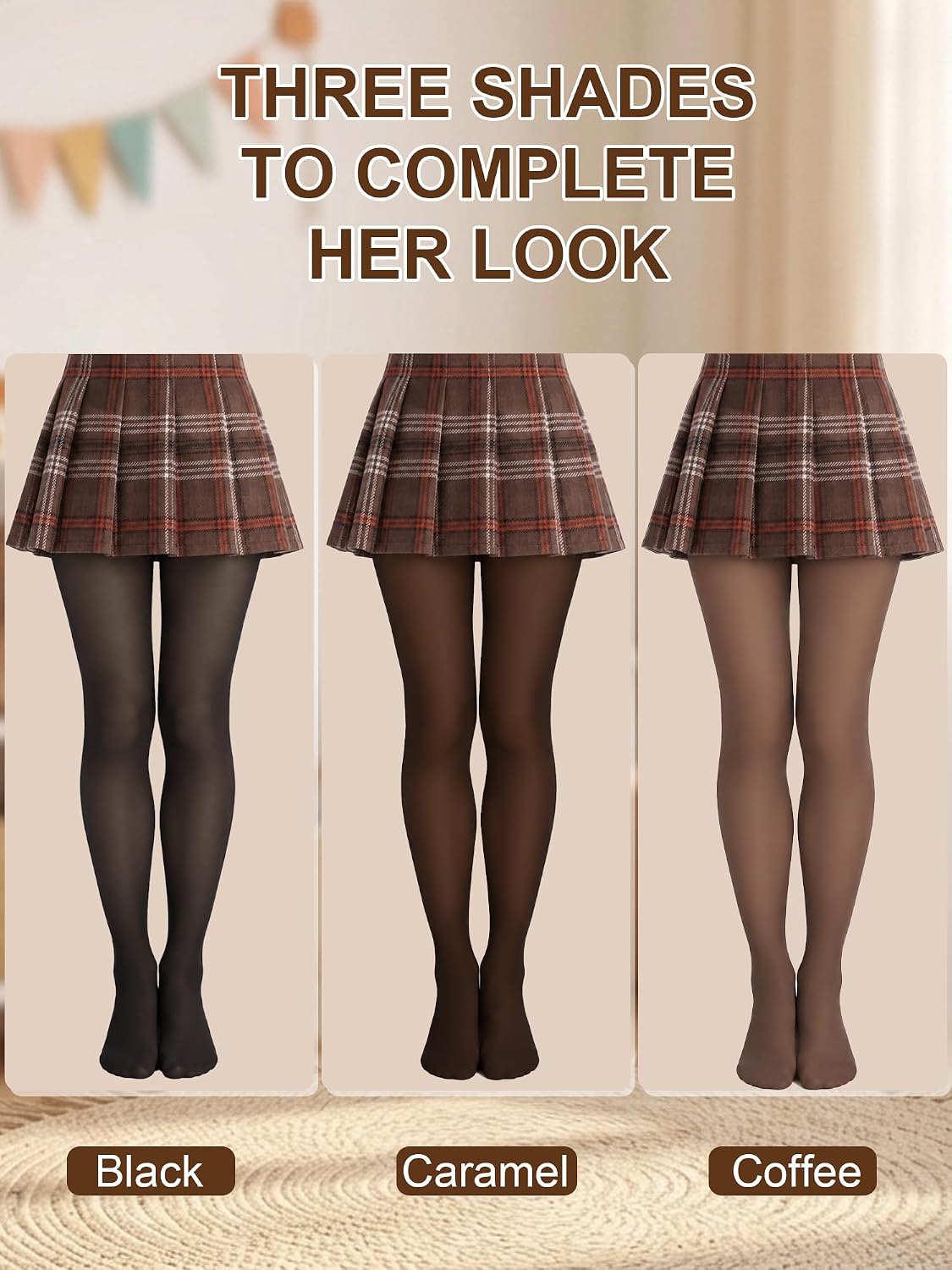 Fleece Lined Tights for Girls Thermal Warm Tights Pantyhose Fake Translucent for Kids School Uniform Leggings