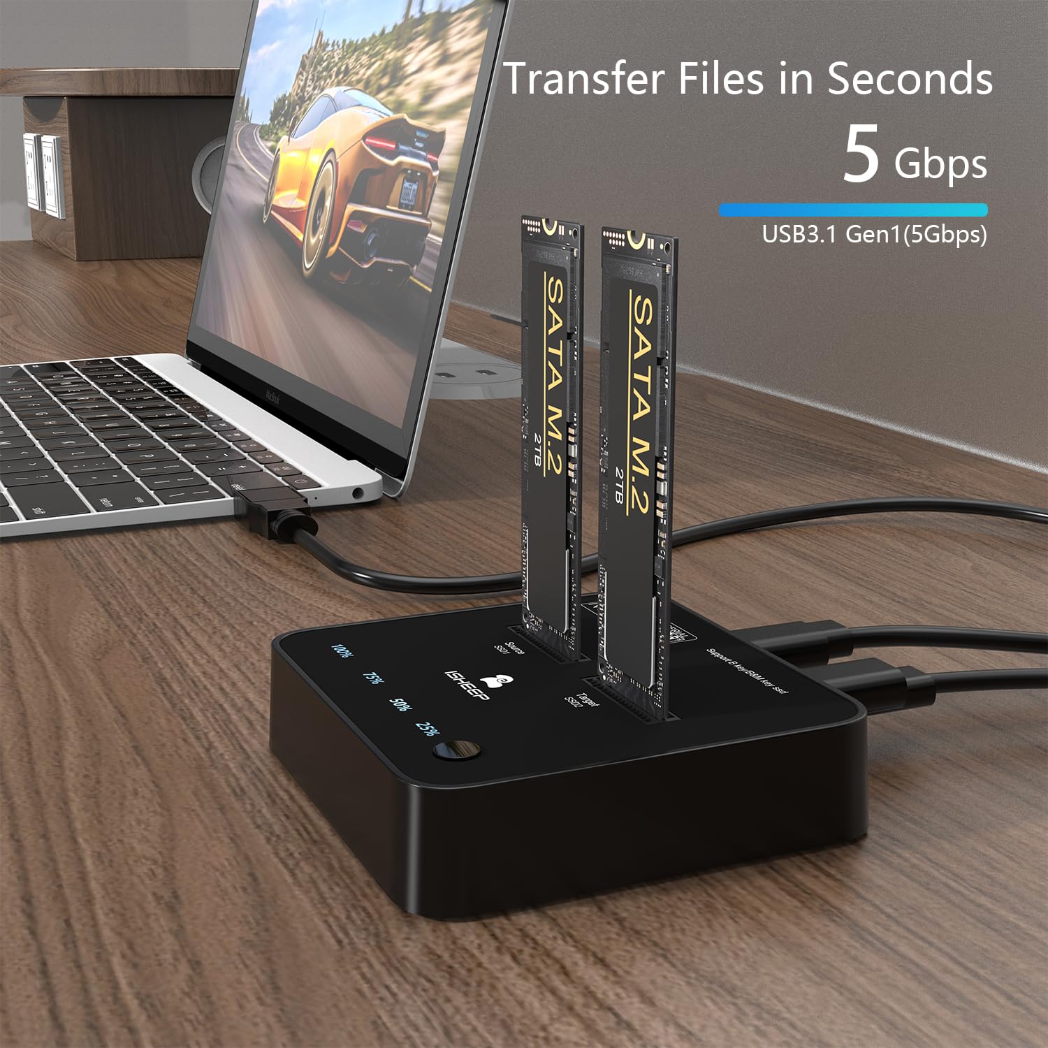 Dual bay Docking station M.2 SATA SSD clone con funzione duplicatore lettore.H016S