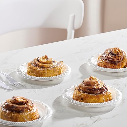 Miniatura 3 de PLASTICPRO 200 platos redondos de plástico blanco de 6 pulgadas, calidad premium, platos desechables ligeros para fiestas y bodas