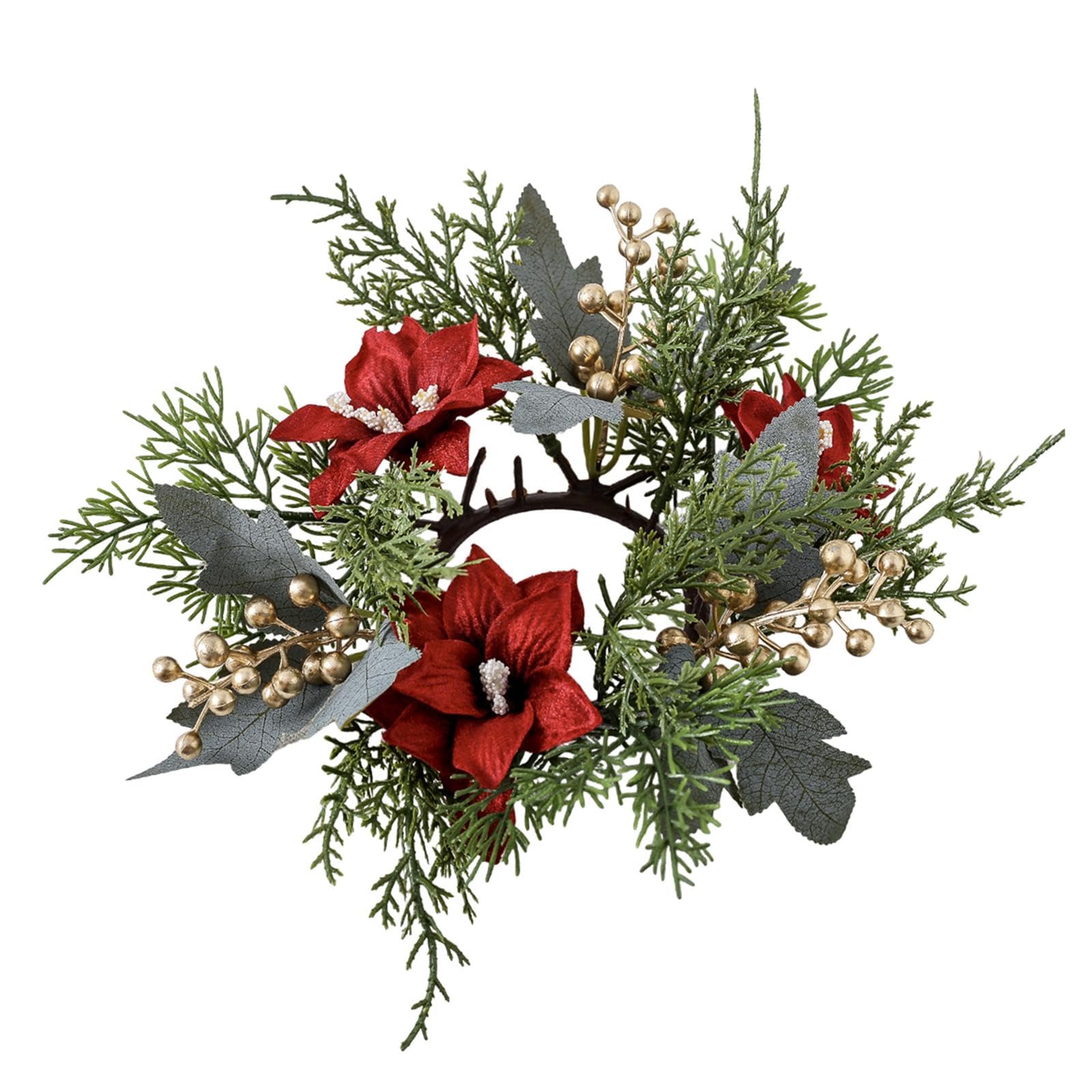 Christmas Candle Ring Wreath 25cm Garland for Table Centerpiece Holiday Xmas Green | Wreaths, Garlands & Plants | Christmas & Winter | Holiday & Seasonal Dacor-image-27