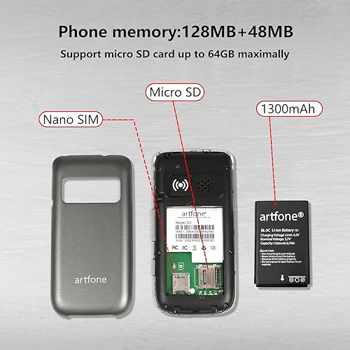 Miniatura 6 de G3 Pro Grey - Teléfono celular 4G LTE para personas mayores, teléfono abatible sin coca con botón SOS, altavoz, cámara, base de carga, reloj