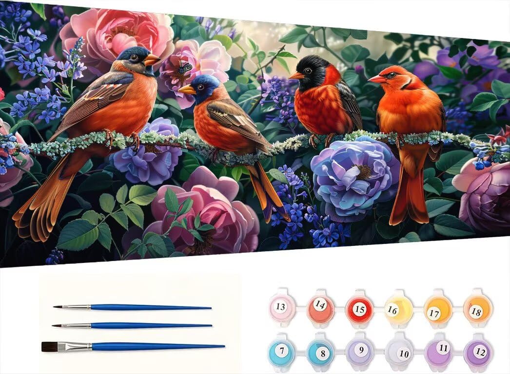 Pintar por Numeros Adultos, PáJaro De JardíN, 80x110cm 7JGWX-239