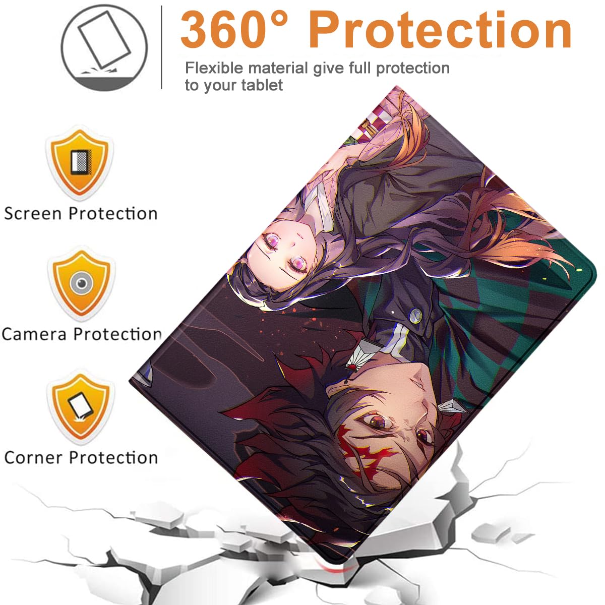 Custodia per Apple iPad (2020)/8th Gen/7/9th Gen 10.2'' Cover Protettiva Tablet Anime con Ace con Supporto Protettiva Multi-Angoli Regolabile Sottile