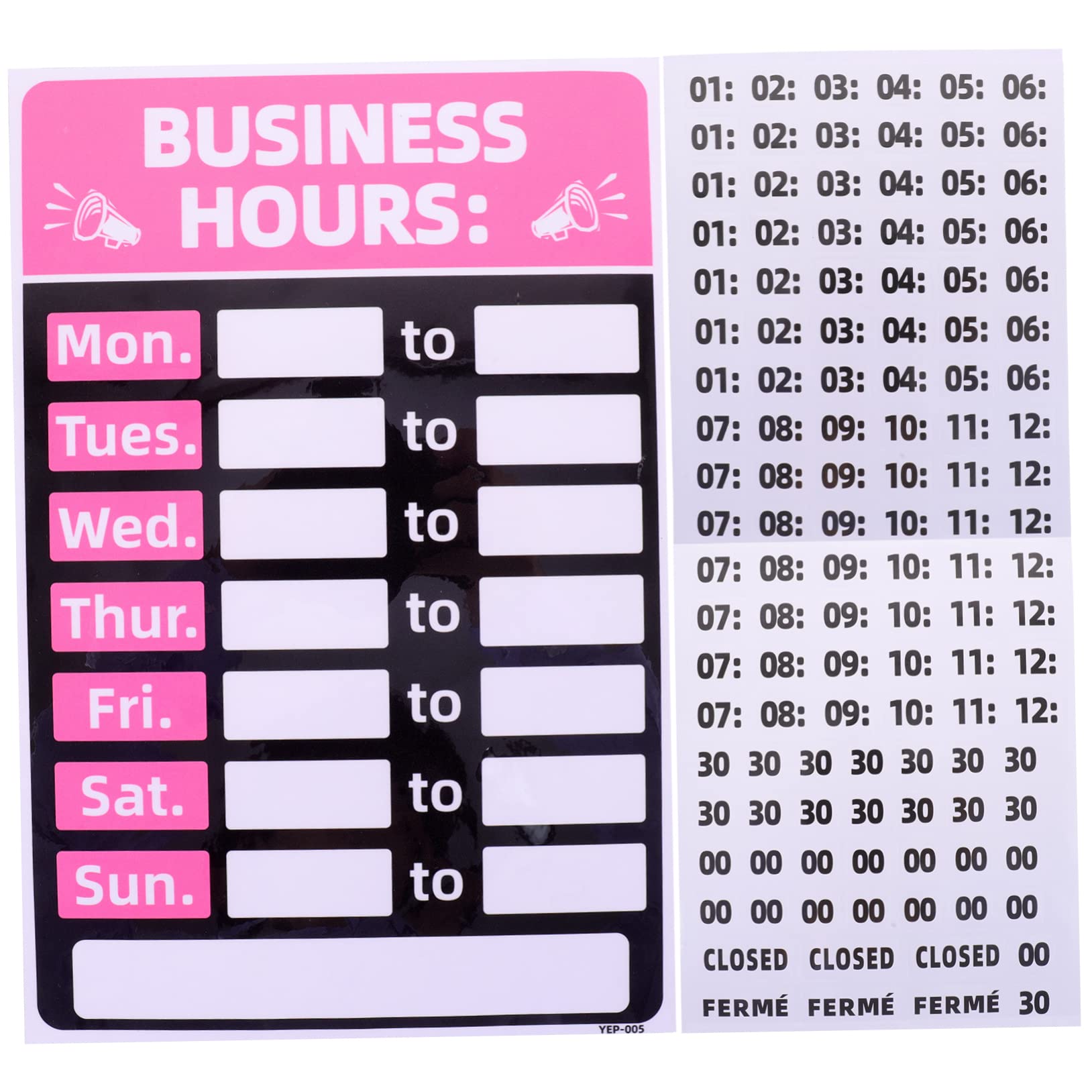 STOBOK 2pcs business sign door opening sign outdoor open signs Hour Signs For Bank letter board sign outdoor signs operation hours sign stickers pvc business supplies small office