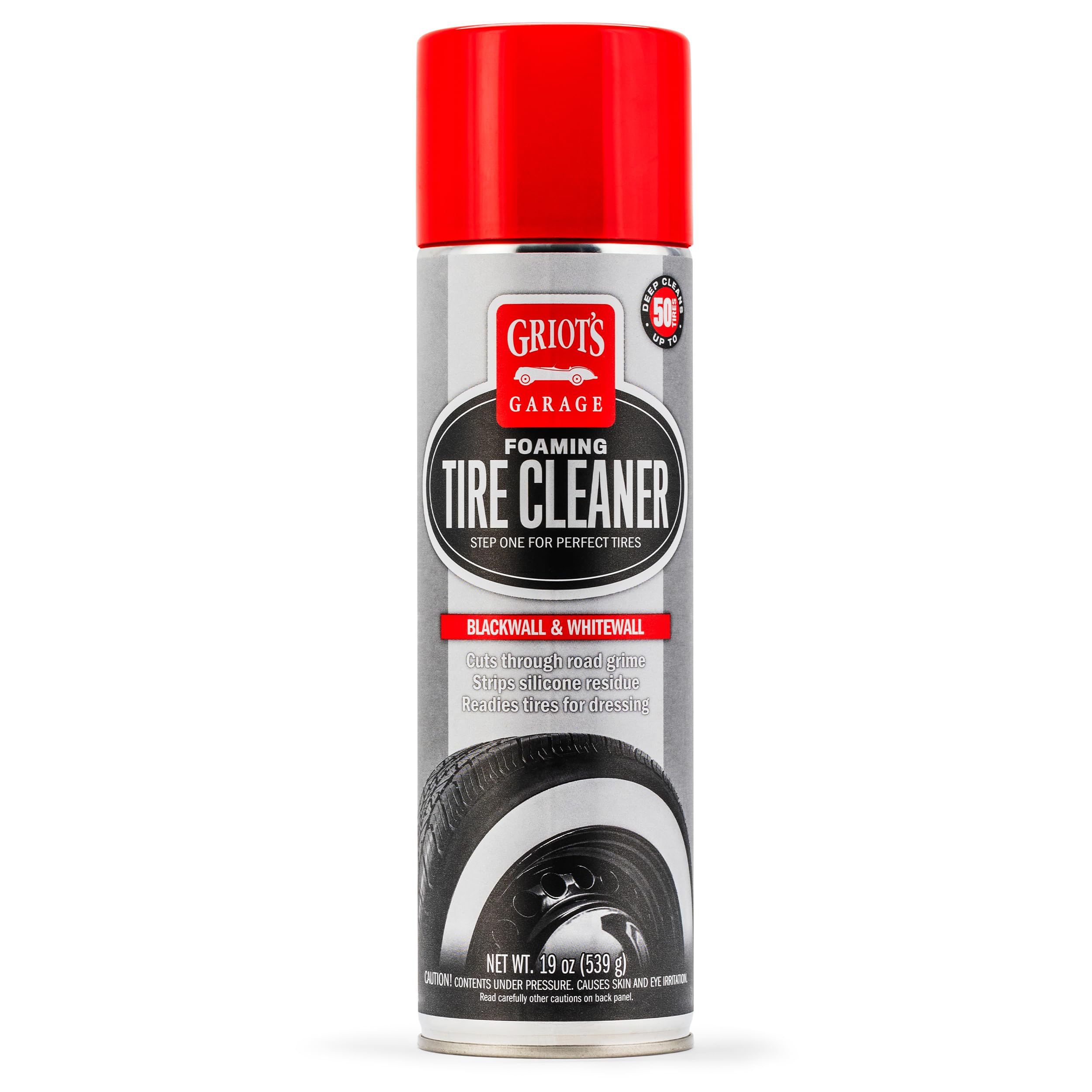 Griot's Garage Foaming Tire Cleaner, Removes Silicone Residue and Grime on Car, Truck, Motorcycle, and RV Tires, Safe for Whitewall Tires, 10952, 19oz