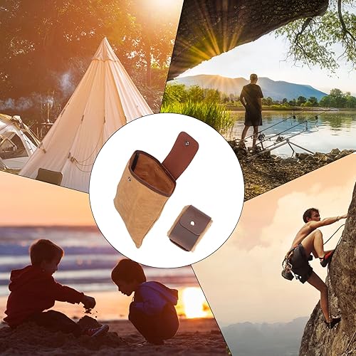 Miniatura 7 de Kosibate Bolsa de forraje de lona encerada, bolsa de forraje para acampar al aire libre, bolsa de lona impermeable, bolsa de cuero plegable en la