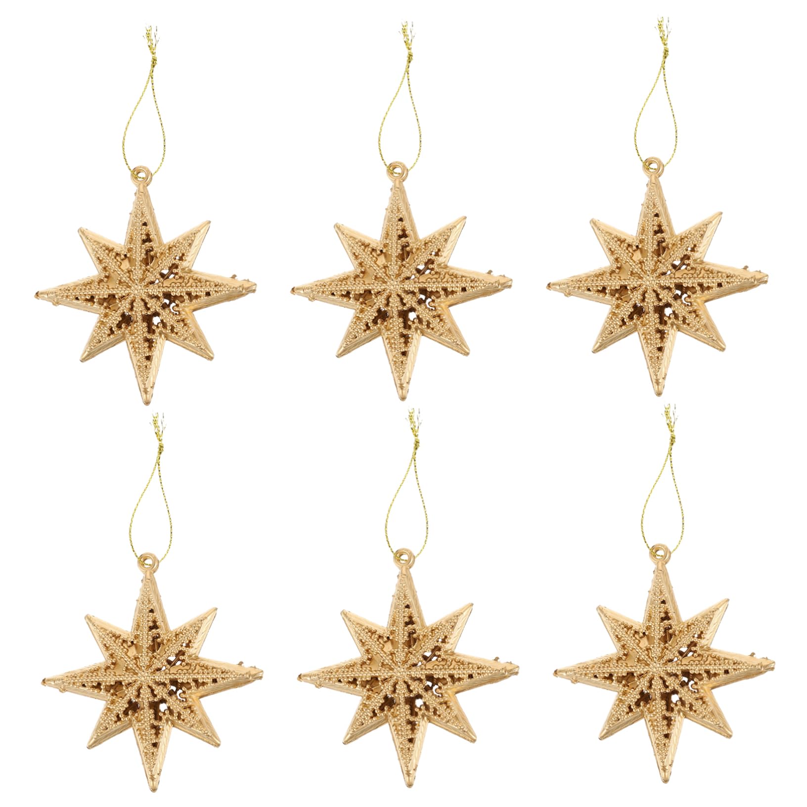 Cabilock 5 Sätze Goldener Sternanhänger Weihnachtsbaumdekoration Weihnachtsstern Christbaumanhänger Gold Christmas Tree Ornaments Weihnachtsdeko Stern-anhänger Weihnachtsschmuck 6 Stück * 5