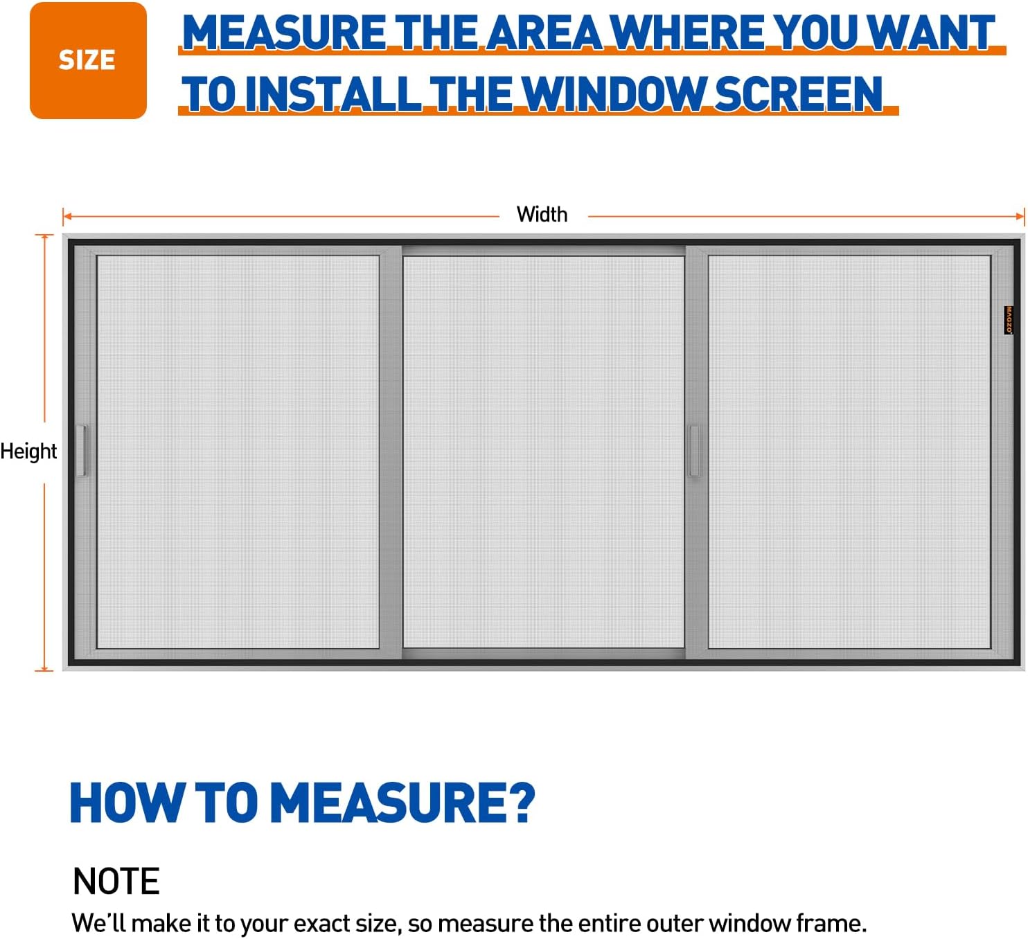 MAGZO Customized Window Screen Over 100" Width,Window Mesh Replacement with Sticky Hook & Loop