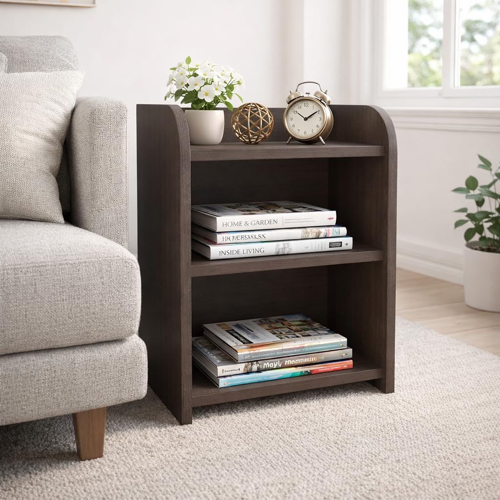 Nityam Wooden Side Table for Bedroom | Bedside Table & Bed Side Table | Compact Modern Nightstand & Organizer Stand for Living Room | Wooden Table for Home Decor (Color-Brown)-image-37