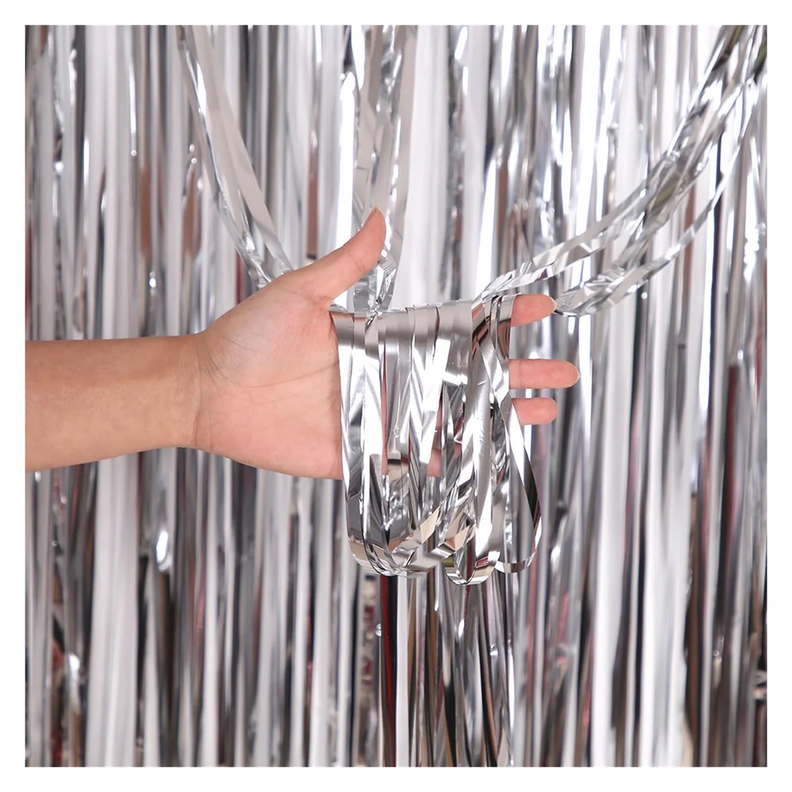EnxJire Fringe Backdrop Curtain Tinsel Foil Fringe Curtains Photo Backdrop Streamers Curtain for Background(Color 14,1Pack-1X1M)