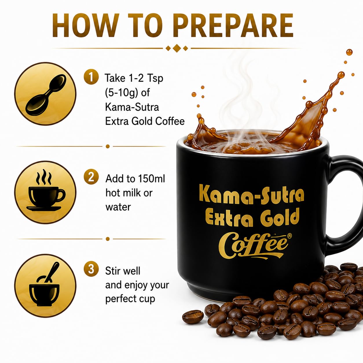 Way Of Pleasure Kama Sutra extra gold Mushroom Coffee Premix For Immunity booster Unroasted For Men & Women 45g 3