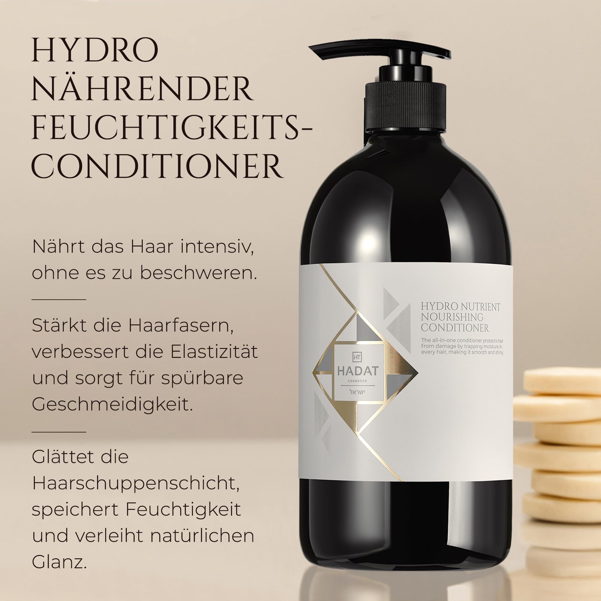 HADAT Hydro Nutrient Nourishing Conditioner – Professionelle Salonformel mit Biotin, Meeresmineralien– Geschmeidigkeit & Glanz für trockenes, strapaziertes oder krauses Haar (800 ml)