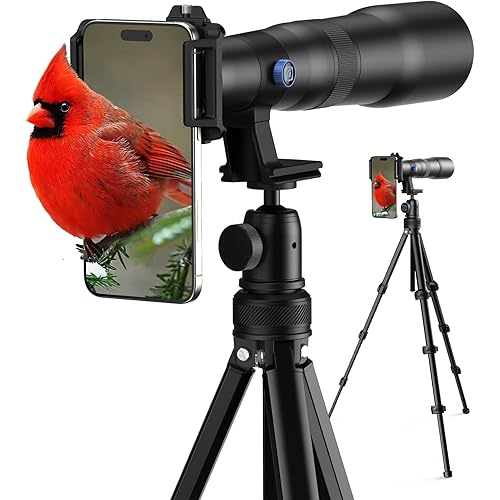 APEXEL 50x Telephoto Lens for iPhone & Android Phones | Wildlife Moon Photography Monocular Telescope | with Universal Clip & Tripod | High-Definition Optical Zoom Lens for Landscapes Target Viewing