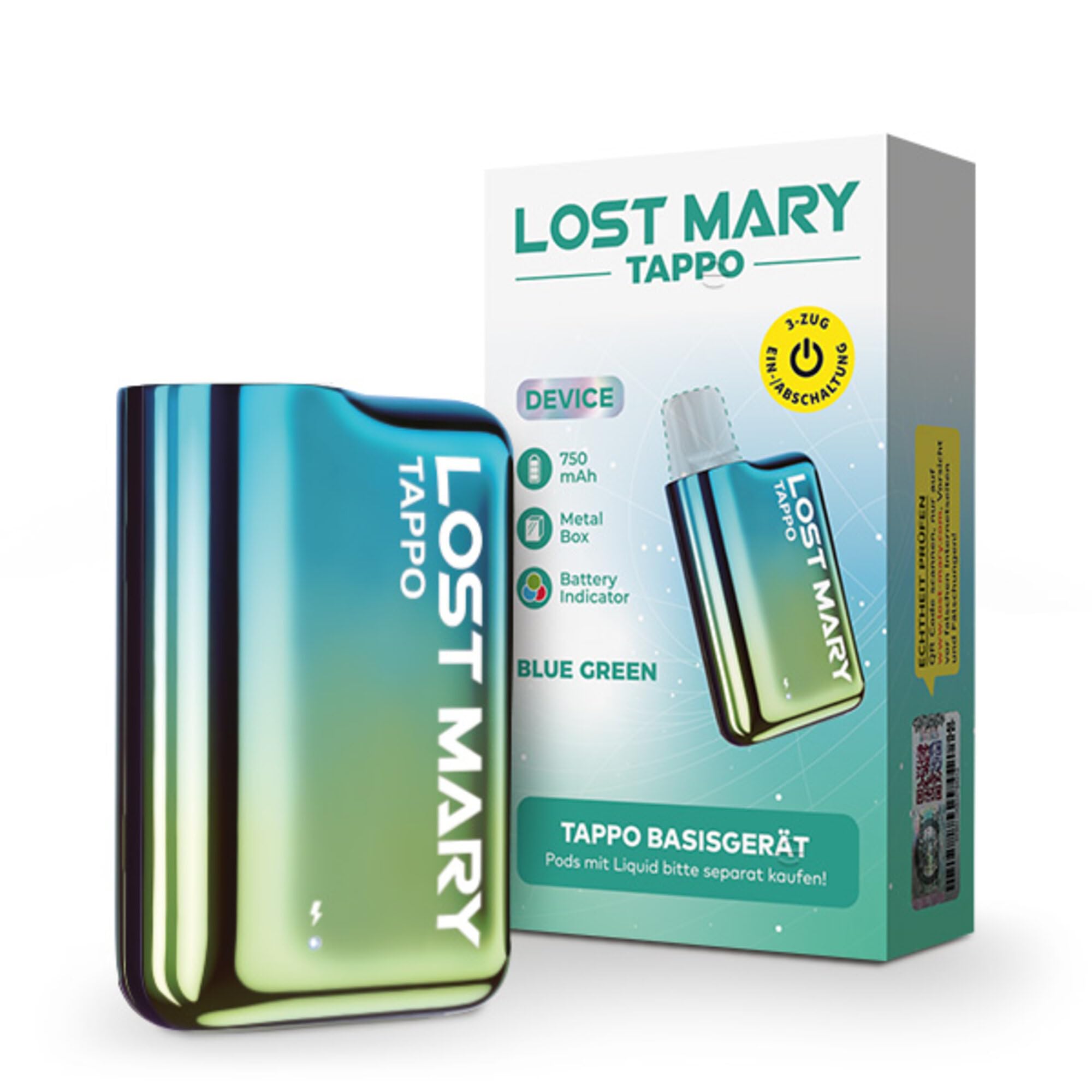 lost mary tappo amazon Lost Mary TAPPO Pod Akkuträger, Pod Mod, nachfüllbares elektronisches  Zigaretten Basisgerät, E-Zigarette Pod System mit 750mAh Pod Akku, USB-C  Anschluss, Akku-Anzeige, Metallbox