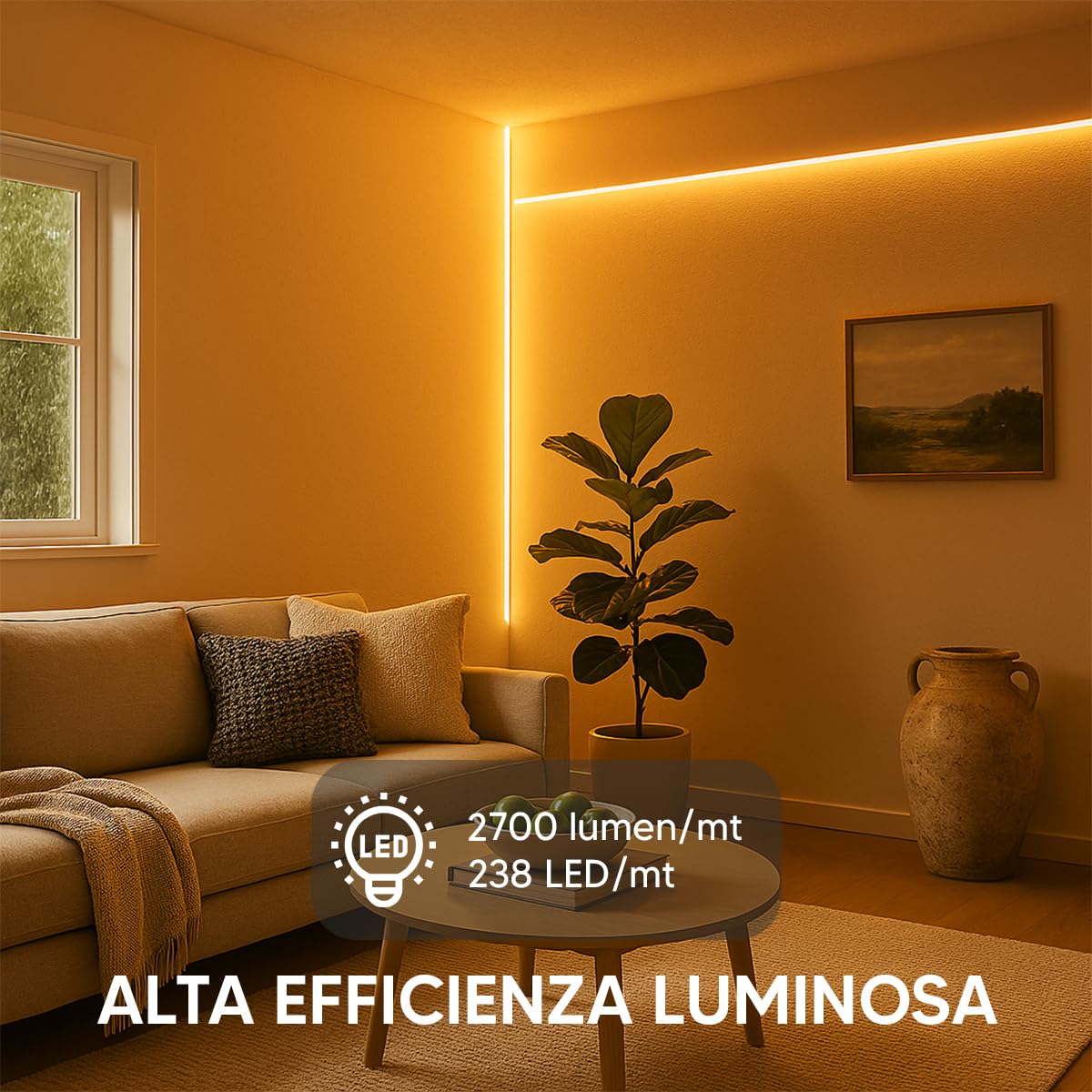 Eurekaled Striscia LED 24V S8010 – 10m, 238 LED/m, 20W/m, 2700 lm/m, CRI≥80, IP20 – Luce Calda 3000K, Naturale 4000K o Fredda 6000K, Taglio 29,5 mm, CE RoHS (3000K, 10mt)