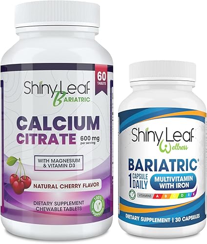 Multivitamínico bariátrico con hierro una vez al día y citrato de calcio masticable de cereza para cirugía post bariátrica incluyendo bypass