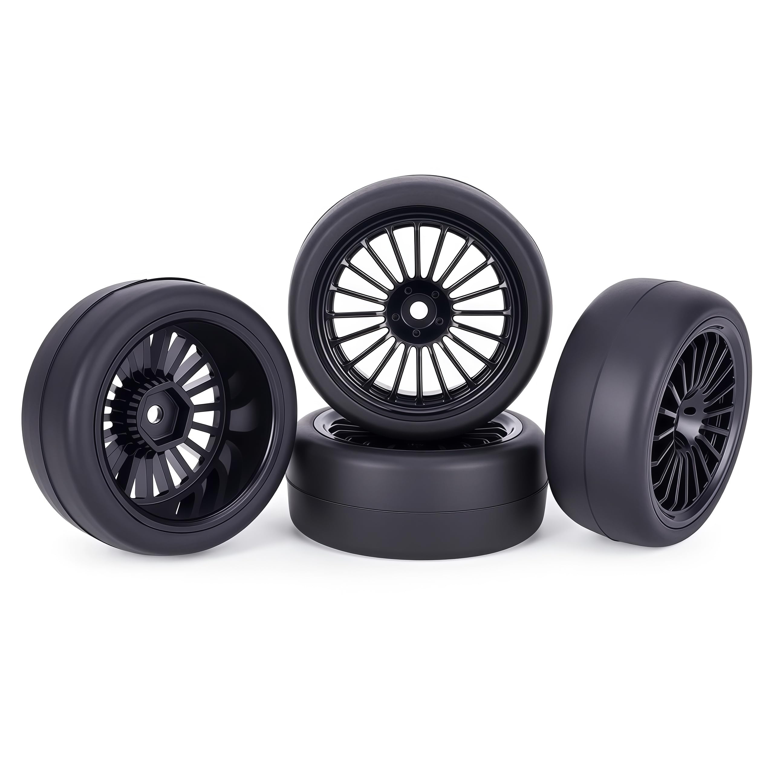 Amazon.co.jp: 4個 1/10 RCホイールとタイヤセット、65x26mm 接着済み