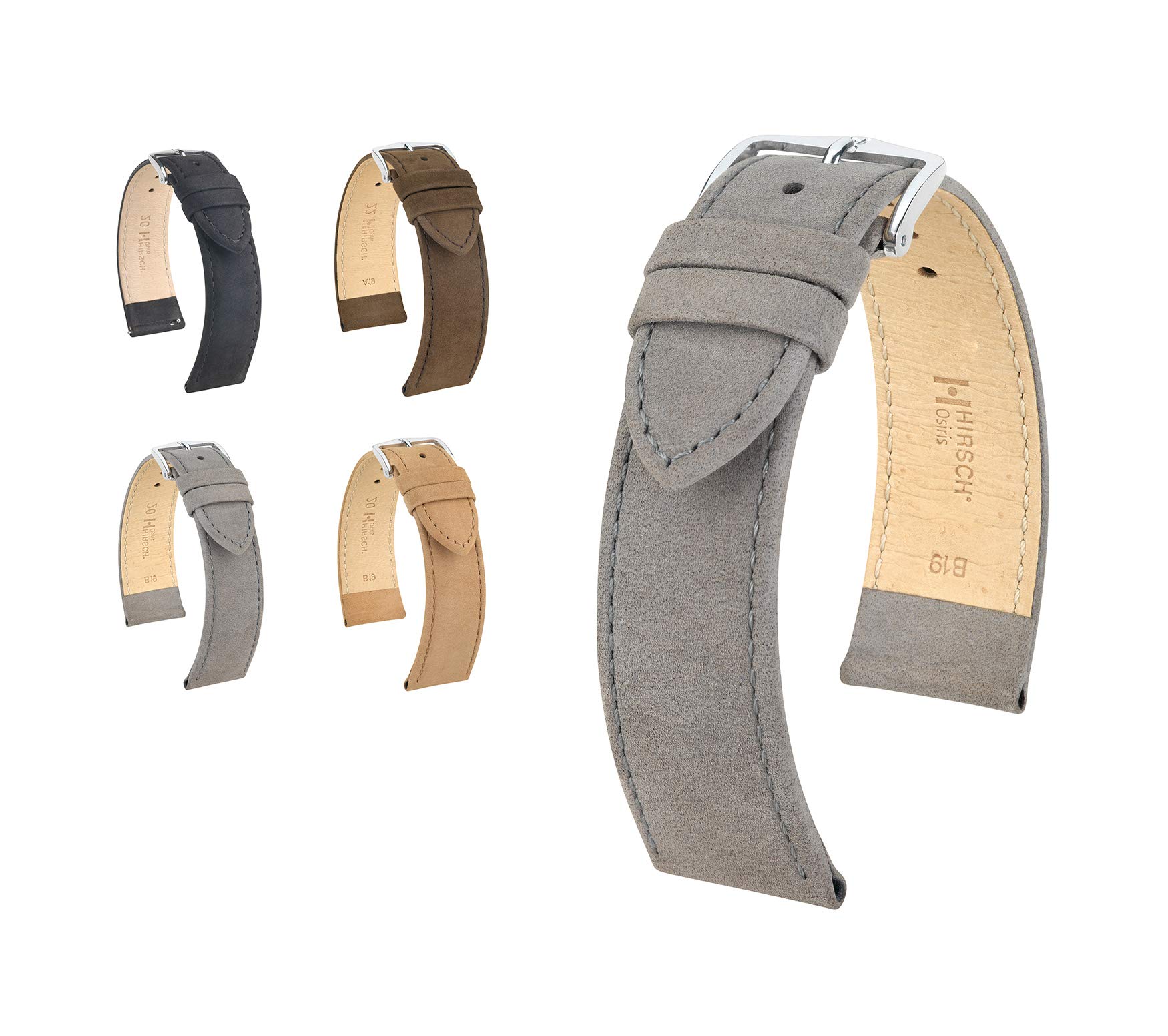HIRSCH Bracelet de montre unisexe en cuir nubuck modèle Osiris 20 mm