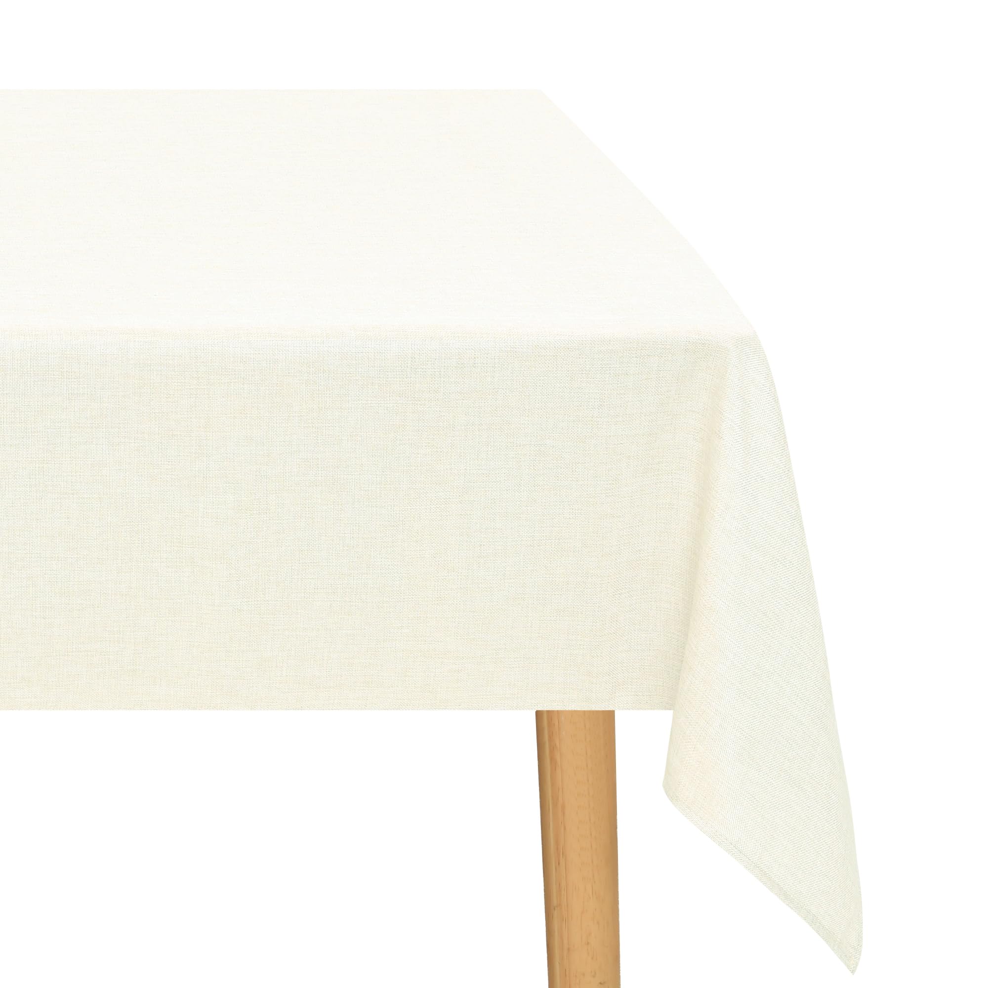 JIUZHEN Wipe Clean Waterproof Tablecloth for Kitchen, Linen Fabric Tablecloths for Picnic, Camping, Indoor, Outdoor, 135 x 260 cm, Champagne