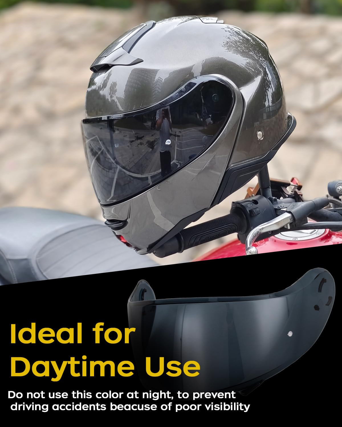 Soman CNS-3 Visor Replacements, CNS-3 Tinted Visor Shield Compatible with Neotec 2 (Deep Smoke)