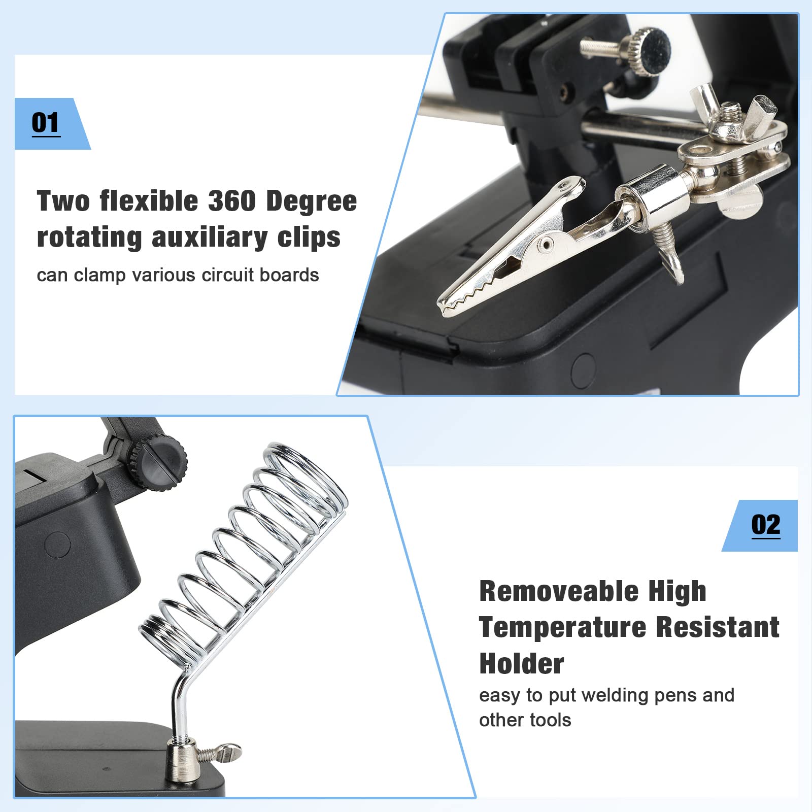 Terza Mano Per Saldatura Con Lente 2.5X - Con 2 Bracci Flessibili E Clip - Foto 10