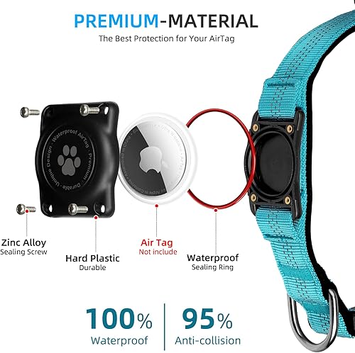 Miniatura 3 de AirTag - Collar de perro, resistente al agua IP68, soporte para collar de perro, reflectante, ultra duradero, cómodo acolchado, collares de perro