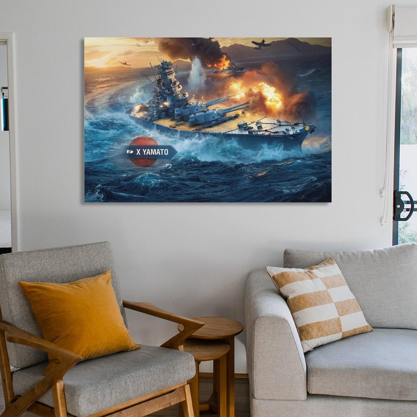 Amazon.co.jp: 大和戦艦ウォールアートキャンバス絵画ポスター