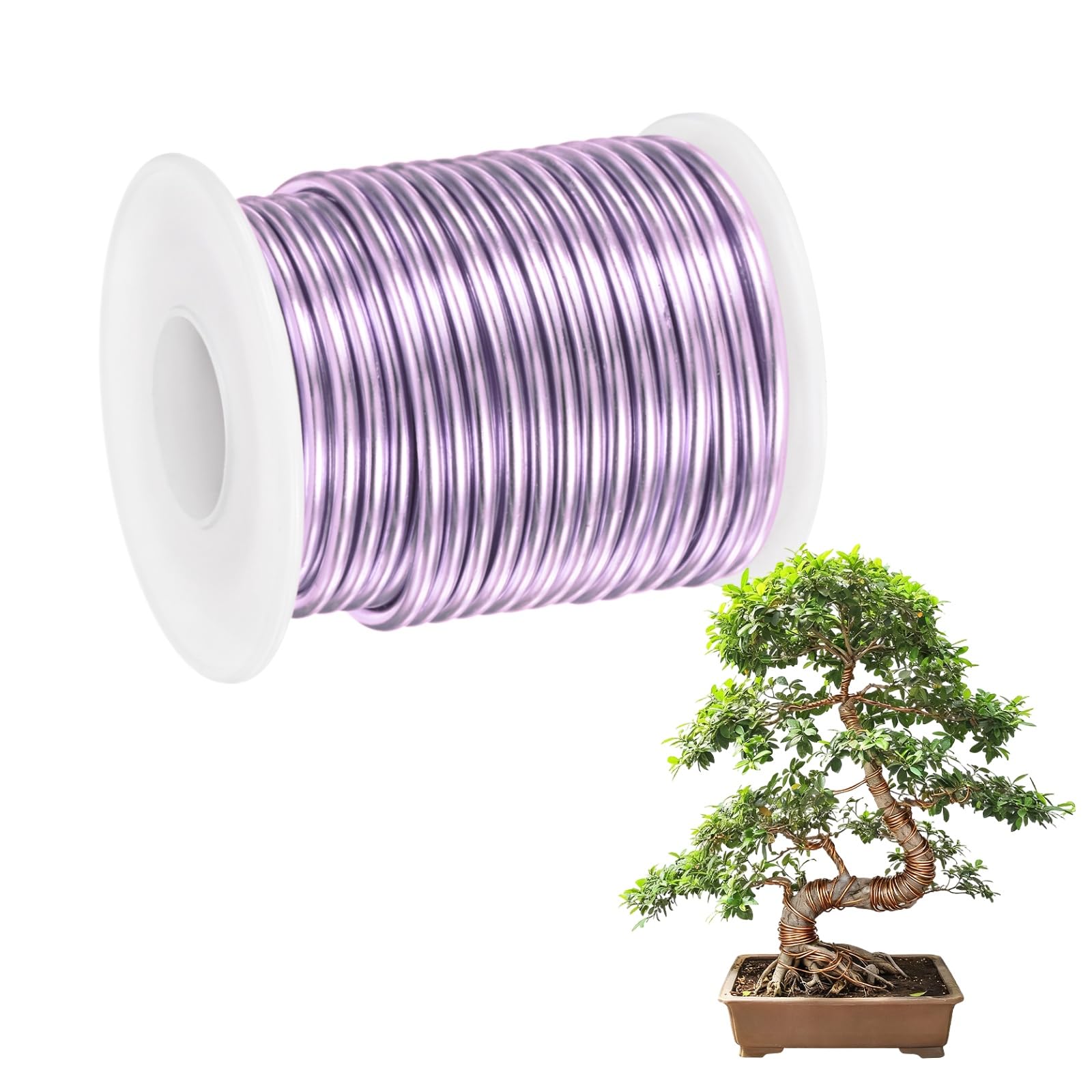 M METERXITY 1-Pack Bonsai Training Wire, 2.5mm x 33ft/10m Anodized Aluminum Bonsai Tree Wire for Fine Trunk/Gardening Branch/DIY Crafting [Light Purple]