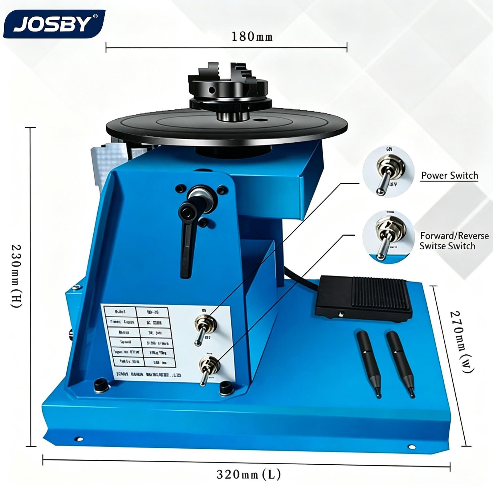 JOSBY Kleiner Schweißpositionierer, Drehbarer Schweißpositionierer, Leichter Modularer Automatischer Schweißdrehtisch, Schweißrotator-arbeitstisch, Variable Drehzahlregelung Für Rohrrundschweiß