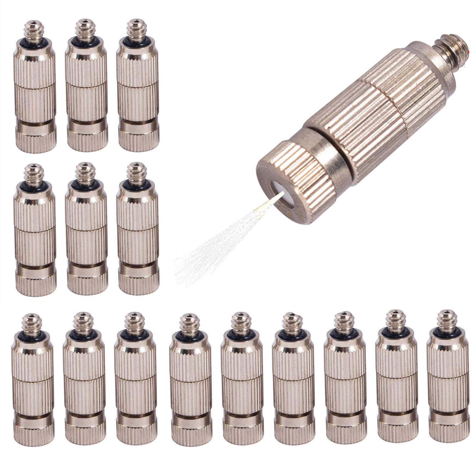 SOHNVWTGD 60pcs Misting Nozzle Kit for Cooling System Brass Mister Nozzles High Pressure 3/16" Threaded, Garden Water Mister, Fog Nozzles, Antidrip Fogging Spray Head (Size : 0.8mm)