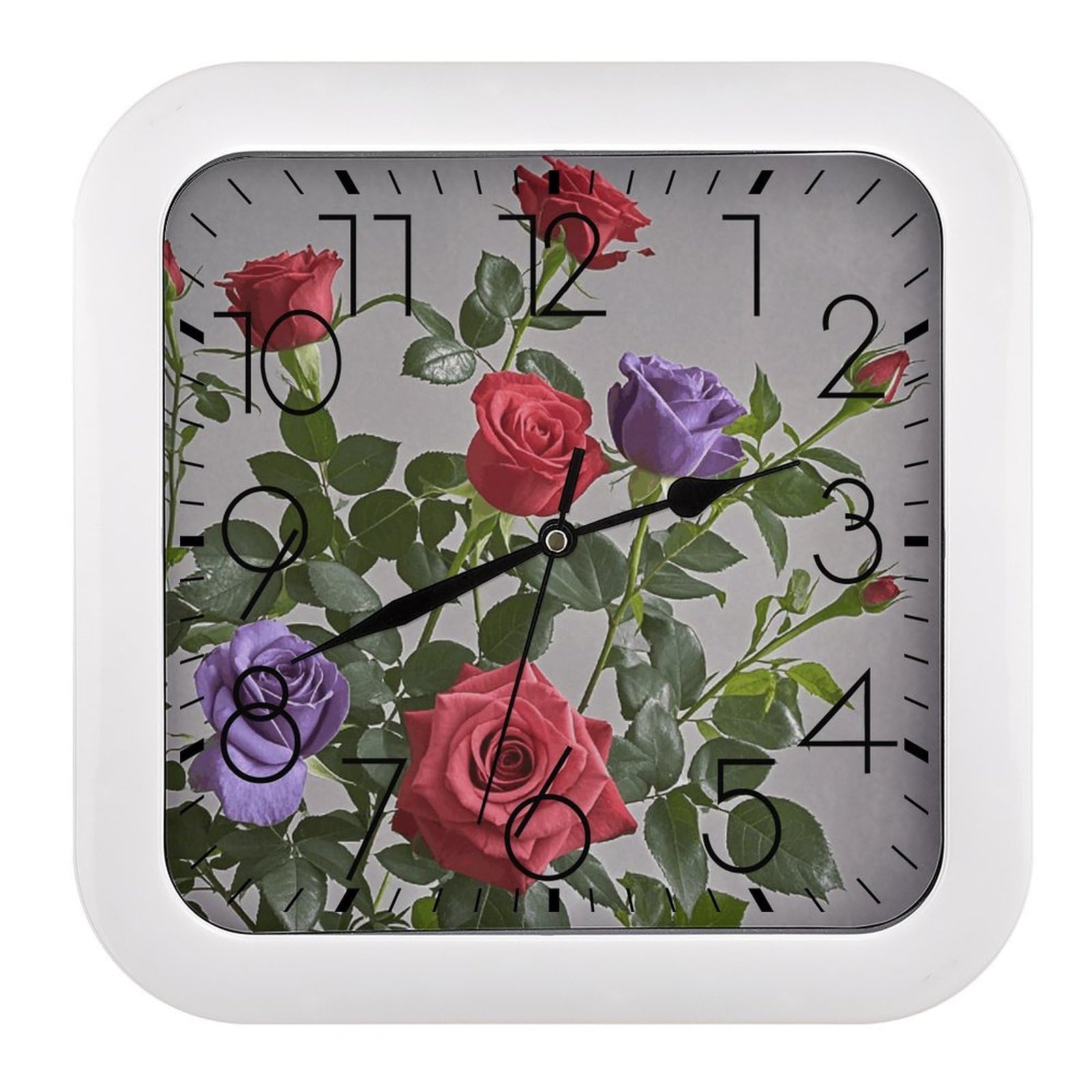 Horloge murale sans tic-tac carrée lisible pour senior