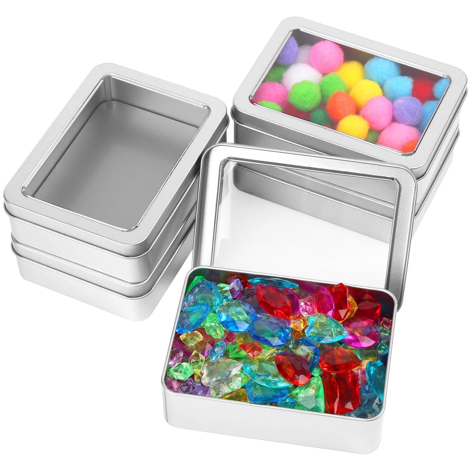RVLZKCPG 5 Stück Metalldosen mit Deckel, 12.5x9x4cm Aufbewahrungsbox mit Deckel Klein, Silber Blechdose mit Deckel, Metalldöschen für Süßigkeiten, Münzen, Schlüssel und Klein Geschenke (Silber)