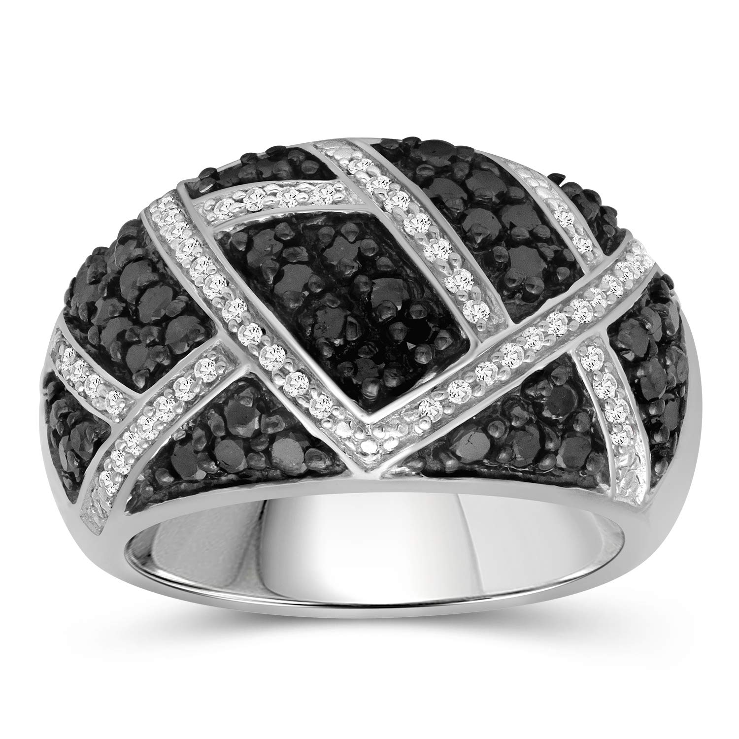 JEWELEXCESSSterling Silver 1 Carat Black & White Diamond Ring for Women | Diamonds for Everyday Womens Wear