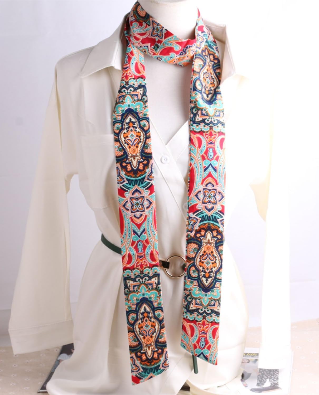 WENLOOY Women Skinny Scarf Belt, Ribbon Long Satin Belt Sash Necktie Neck Choker for Women - Image 4