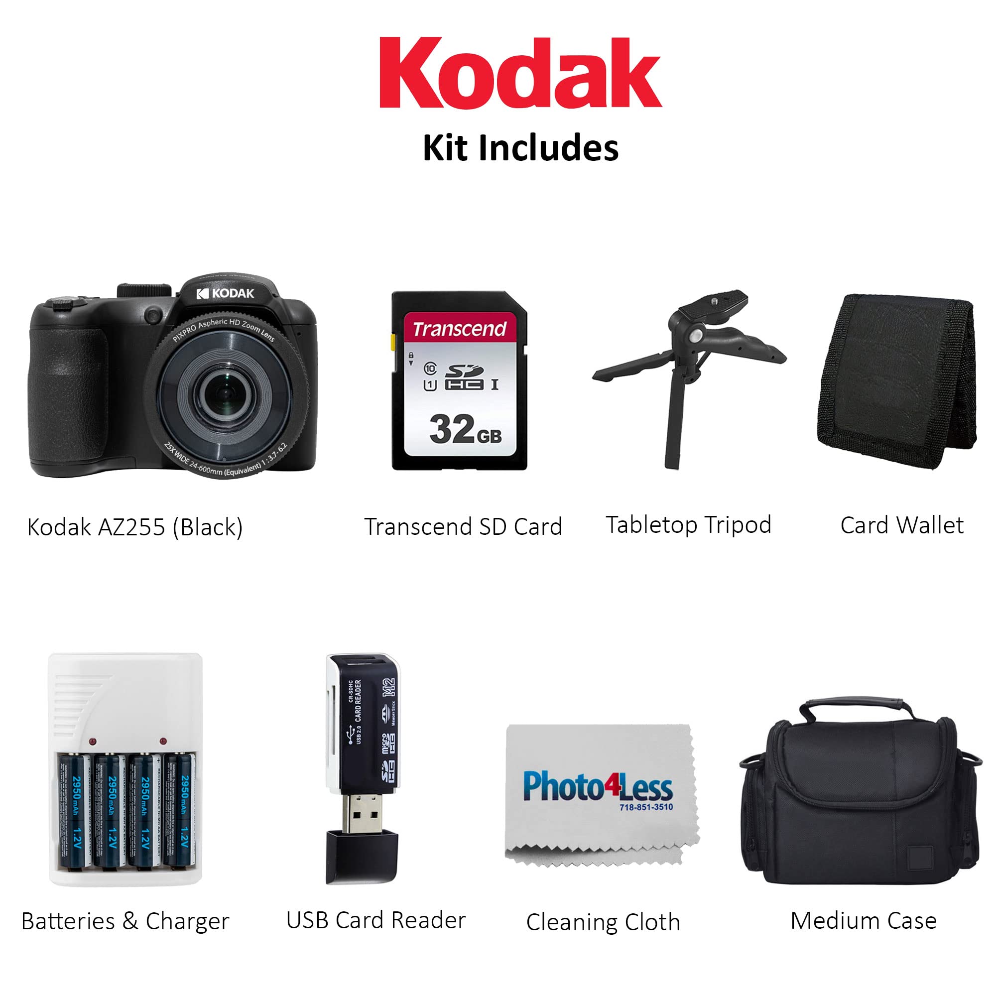 Amazon.com : Kodak PIXPRO AZ255 Digital Camera (Black) Bundle with 
