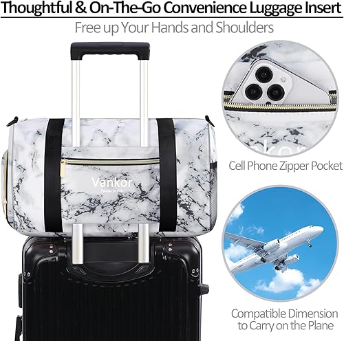 Miniatura 6 de Bolsa de gimnasio para mujer con compartimento para zapatos, impermeable, bolsa de lona deportiva para viajes, fin de semana, llevar en la playa,