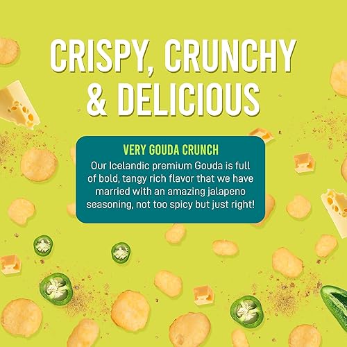 Miniatura 6 de Næra Icelandic - Very Gouda Jalapeño Crunch 100% islandés Popped Snack- Apto para dieta cetogénica, sin gluten, aperitivos altos en proteínas para