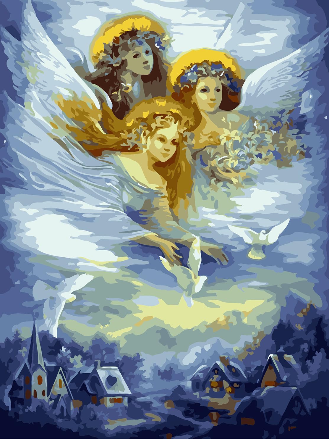 Kit Pittura Per Numeri Per Adulti, Motivo Angelo Bianco, 40.6x50.8 Cm