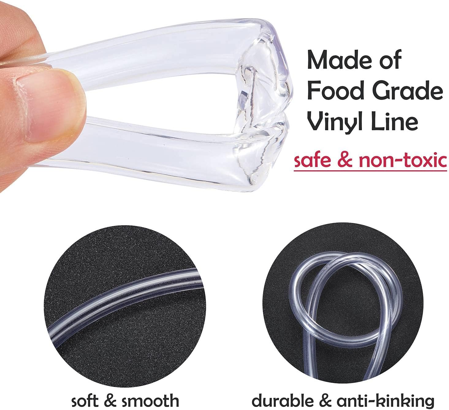 Draft Beer Line with Connectors,Part of Kegerator Kit,5 Feet-Clear Vinyl Tubing Hose 5/16"ID 7/16" with Stainless Steel Barb Fitting,for Beer Tap Tower Keg Homebrewing