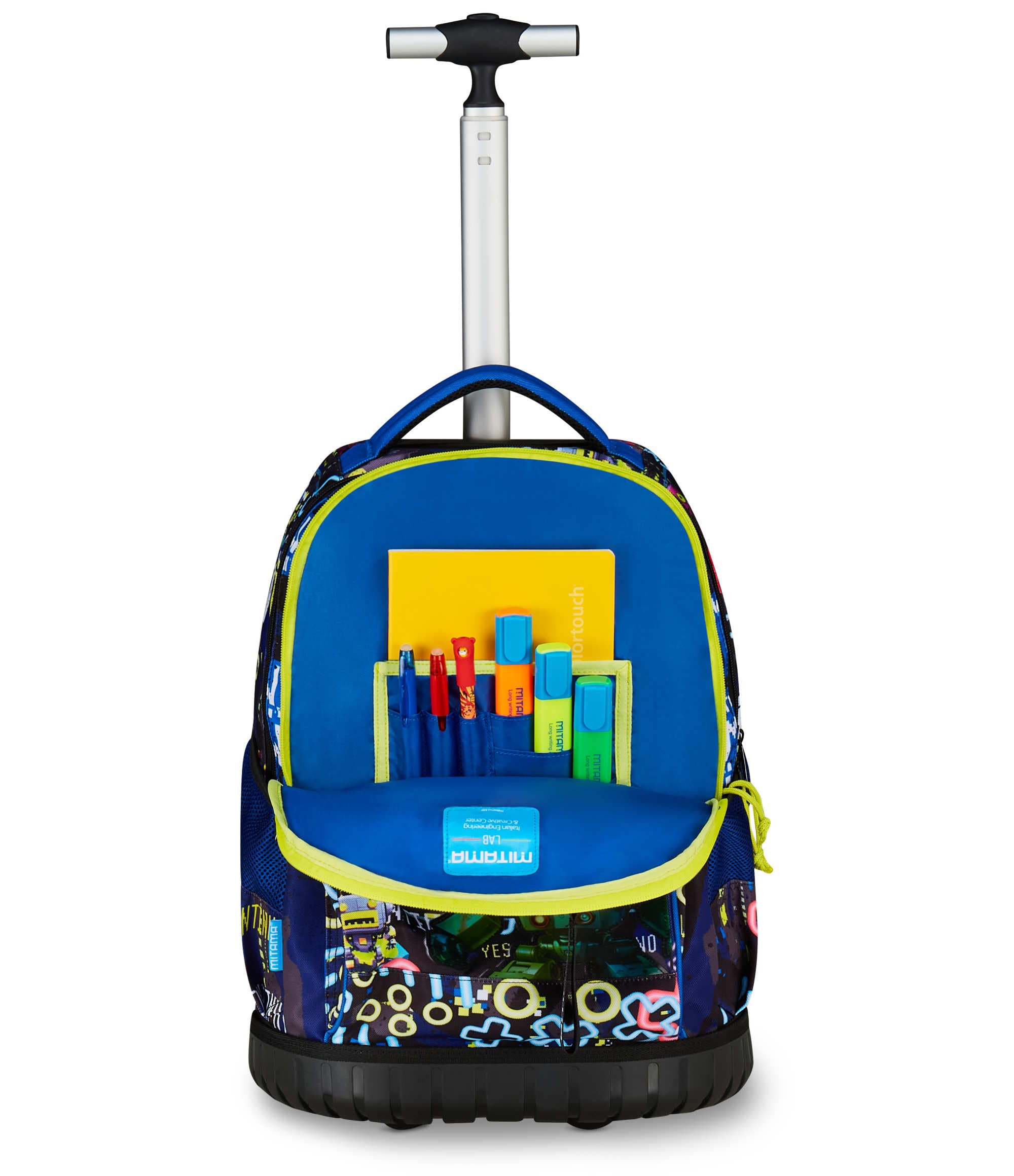 Mitama Trolley Scuola Run Maxi GAMING404, Blu, Doppio Scomparto, Tasca Frontale, 2 Tasche Laterali, Scuola Elementare e Tempo Libero, Bambino