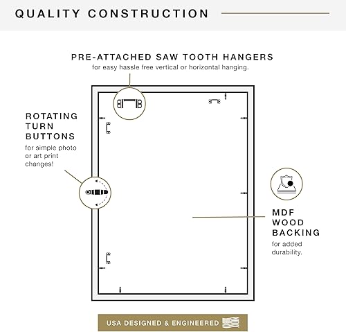 Vista 732 de MCS Studio Gallery Marco para póster de 16 x 24 pulgadas, imitación de veta de madera de color negro, colgar en horizontal o vertical, grande