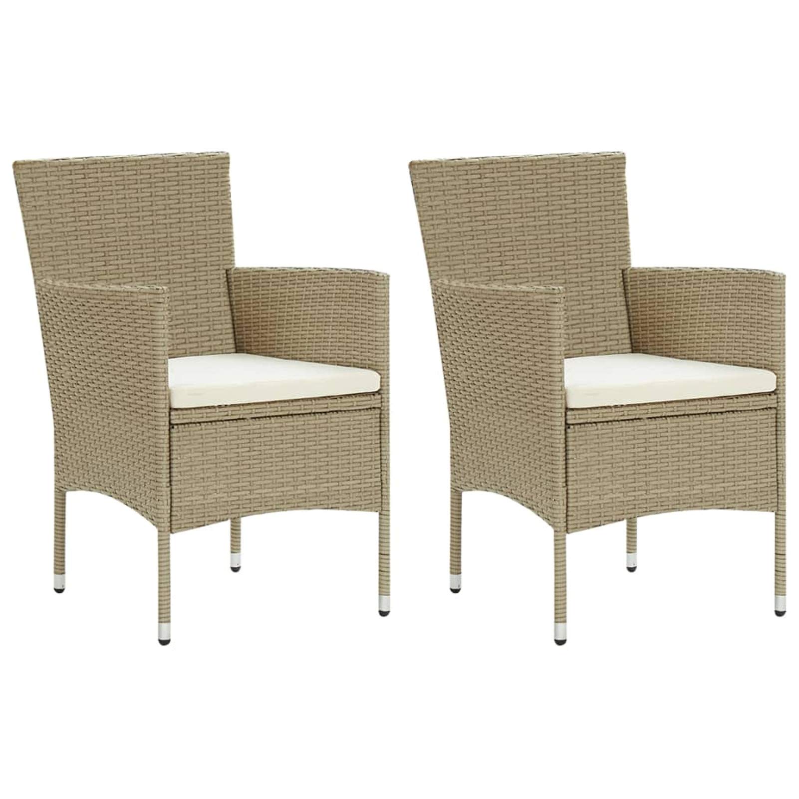 Chaises de jardin lot de 2 en résine tressée beige Homgoday