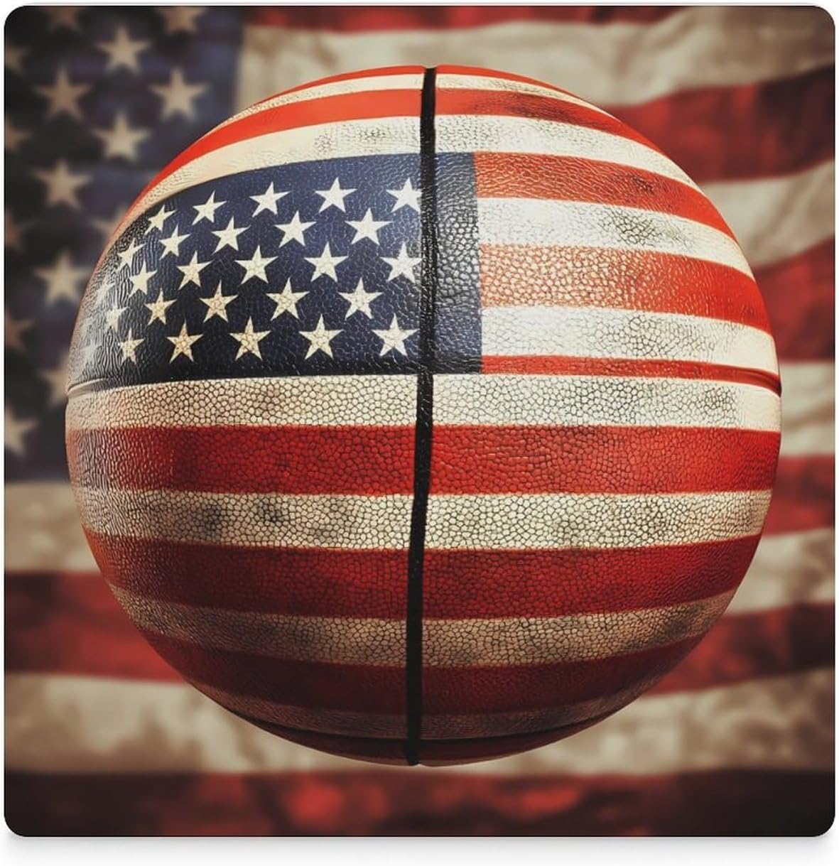 USA Flag Basketball Ceramic Coasters Set Square Drink Coasters Table Coaster for Kitchen Desktop Decor